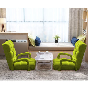 SOGA 4X Foldable Lounge Cushion Adjustable Floor Lazy Recliner Chair with Armrest Yellow Green