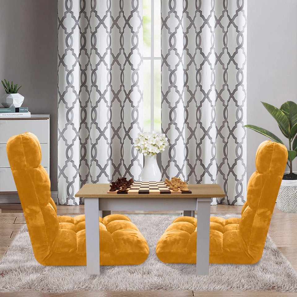SOGA Floor Recliner Folding Lounge Sofa Futon Couch Folding Chair Cushion Apricot x2