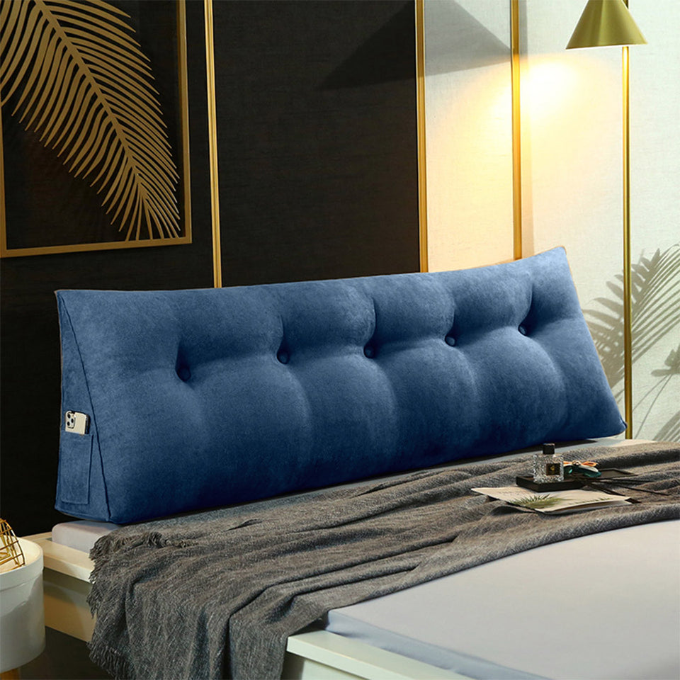 SOGA 180cm Blue Triangular Wedge Bed Pillow Headboard Backrest Bedside Tatami Cushion Home Decor