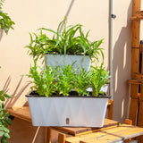 SOGA 2-Pack Large White Rectangular Plastic Flowerpot for Outdoor Garden