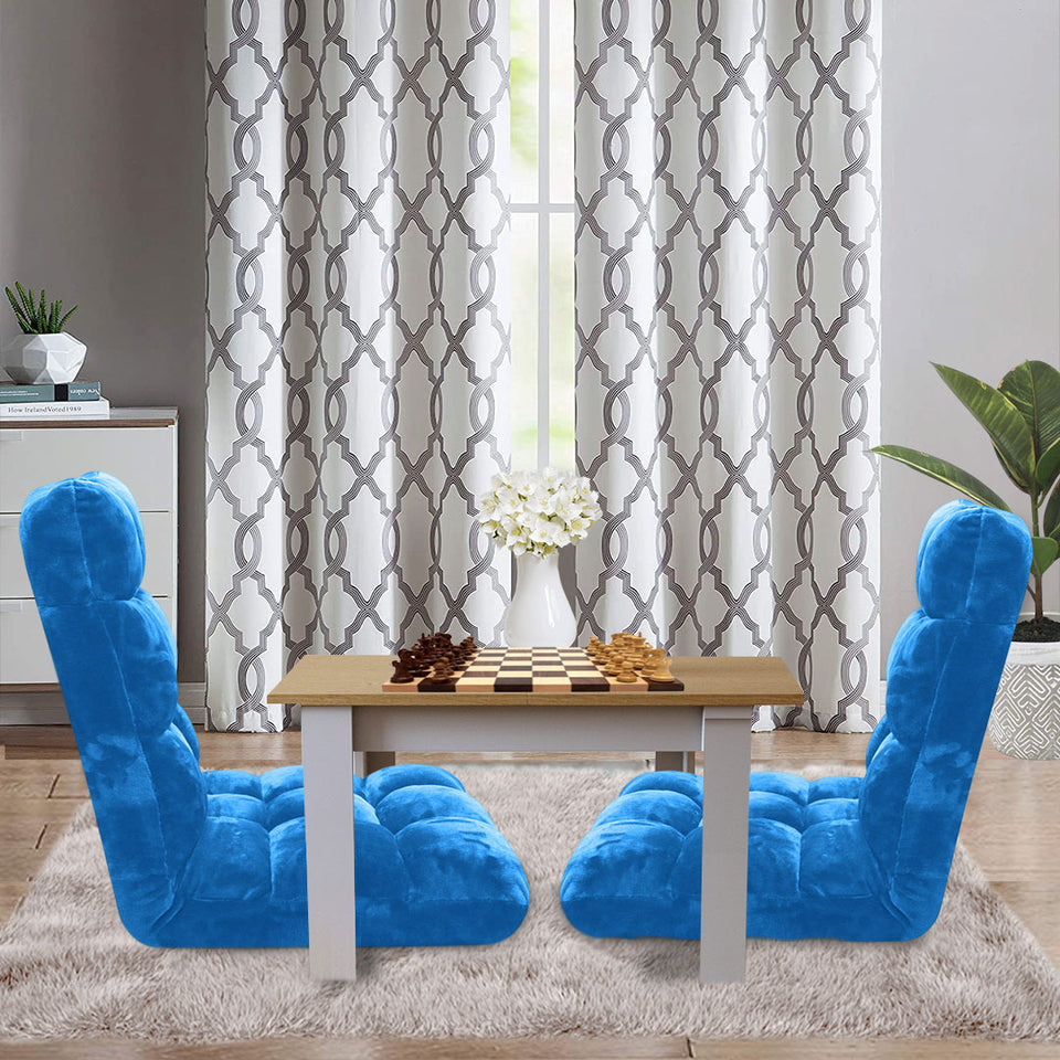 SOGA Floor Recliner Folding Lounge Sofa Futon Couch Folding Chair Cushion Blue x4