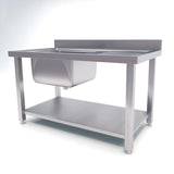 SOGA Commercial Kitchen Sink Work Bench Stainless Steel Food Prep Table 120*70*85cm
