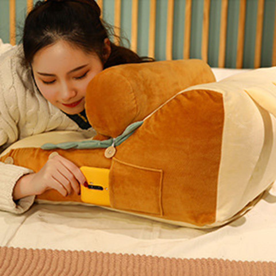 SOGA Cute Face Toast Bread Wedge Cushion Stuffed Plush Cartoon Back Support Pillow Home Decor