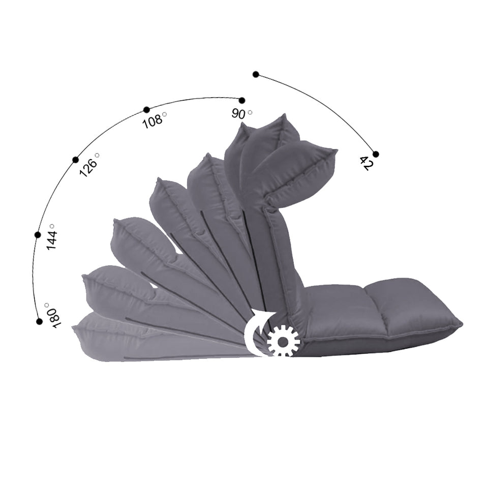 SOGA 4-Pack Grey Lounge Recliner Lazy Sofa Bed Tatami Cushion with Collapsible Backrest