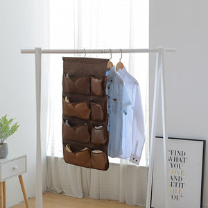 SOGA Coffee Double Sided Hanging Storage Bag Underwear Bra Socks Mesh Pocket Hanger Home Organiser