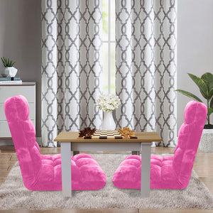 SOGA 2X Floor Recliner Folding Lounge Sofa Futon Couch Folding Chair Cushion Light Pink