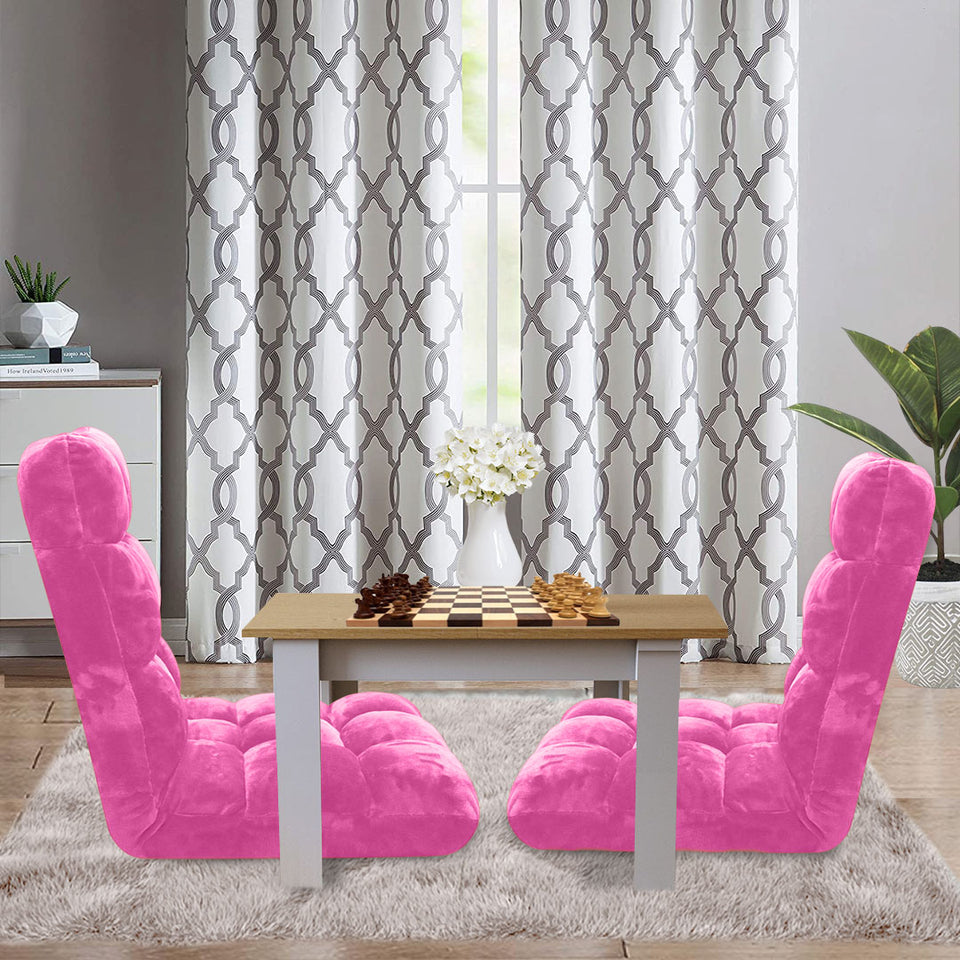SOGA 2X Floor Recliner Folding Lounge Sofa Futon Couch Folding Chair Cushion Light Pink