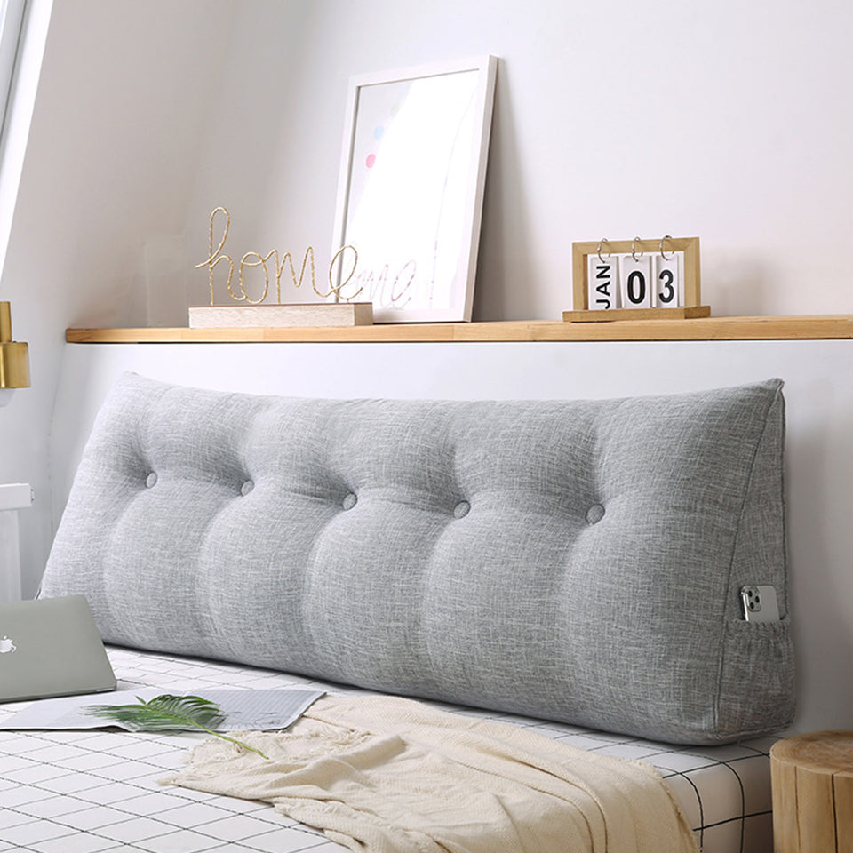 SOGA 2X 100cm Silver Triangular Wedge Bed Pillow Headboard Backrest Bedside Tatami Cushion Home Decor