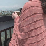 SOGA Pink Textured Knitted Throw Blanket Warm Cozy Woven Cover Couch Bed Sofa Home Decor with Tassels