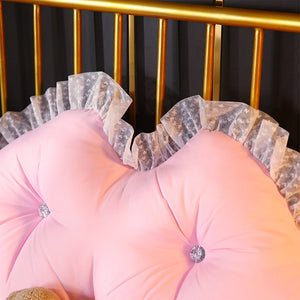SOGA 120cm Pink Princess Bed Pillow Headboard Backrest Bedside Tatami Sofa Cushion with Ruffle Lace Home Decor
