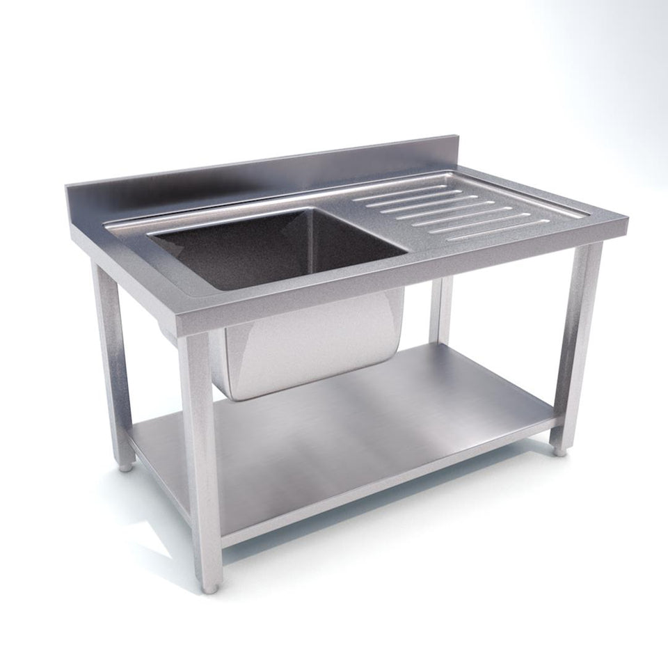 SOGA Commercial Kitchen Sink Work Bench Stainless Steel Food Prep Table 120*70*85cm