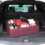 SOGA 2X Leather Car Boot Collapsible Foldable Trunk Cargo Organizer Portable Storage Box Red Medium