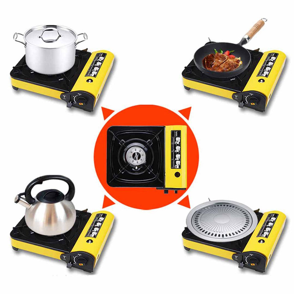 Portable Gas Stove Cooker Butane BBQ Camping Party Gas Burner Outdoor Yellow