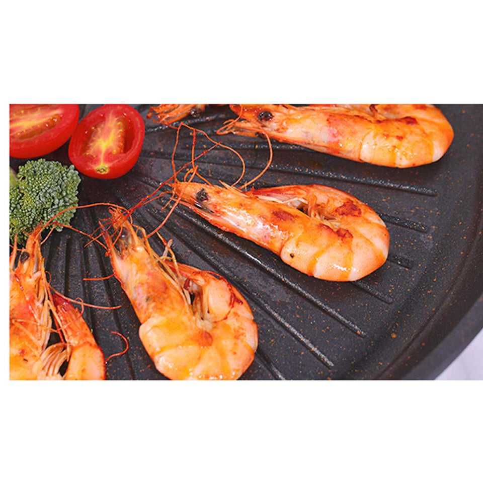 SOGA Non Stick Stone Coated Korean BBQ Grill Plate Round