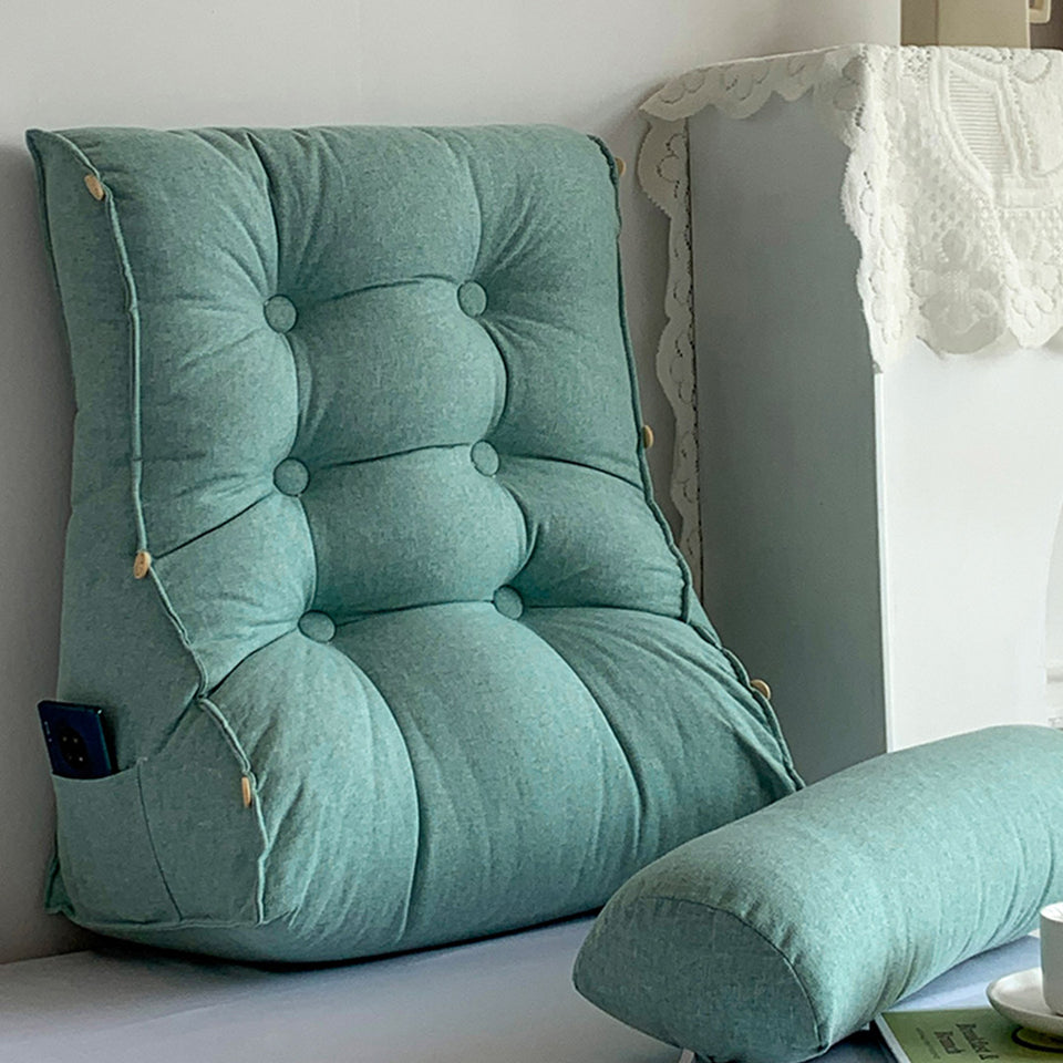 SOGA 60cm Green Triangular Wedge Lumbar Pillow Headboard Backrest Sofa Bed Cushion Home Decor