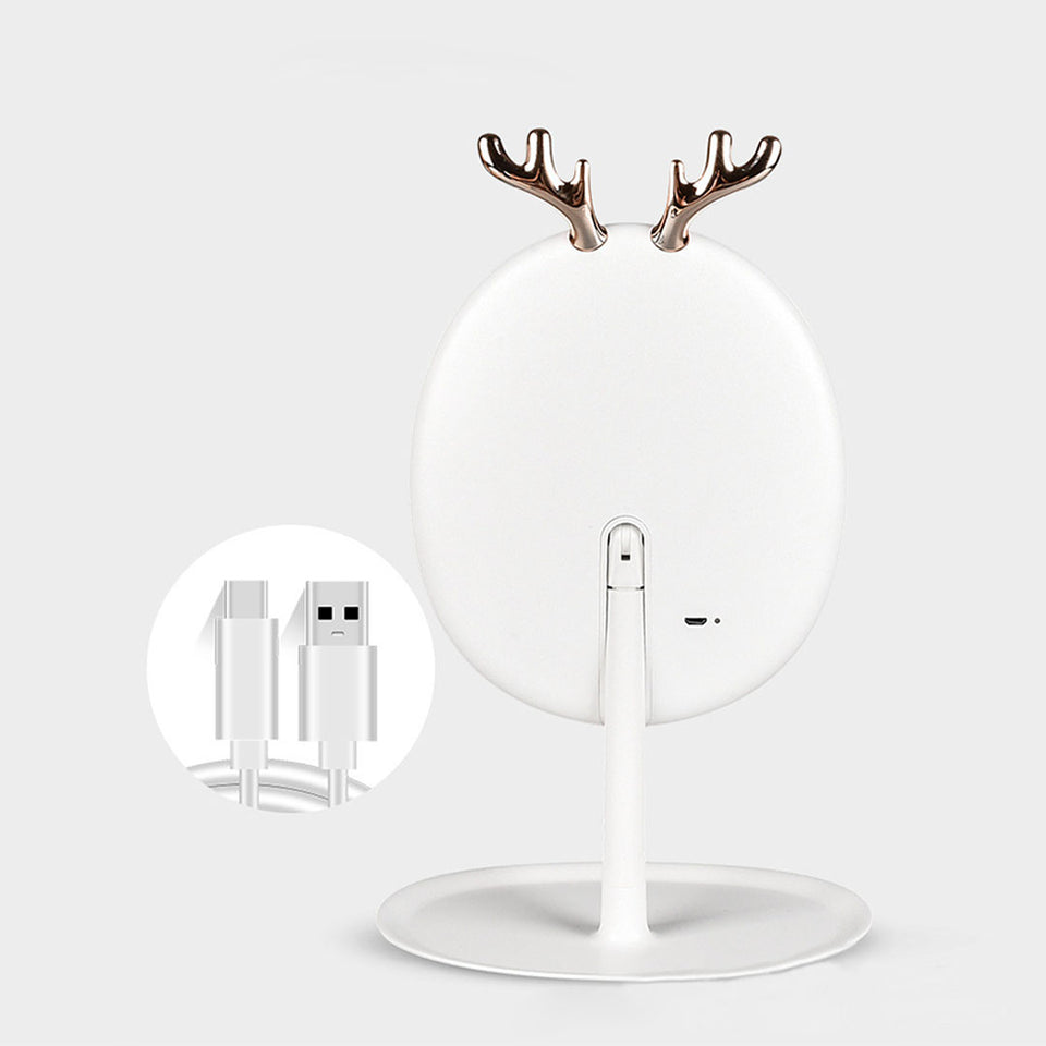 SOGA 2X White Antler LED Light Makeup Mirror Tabletop Vanity Home Decor