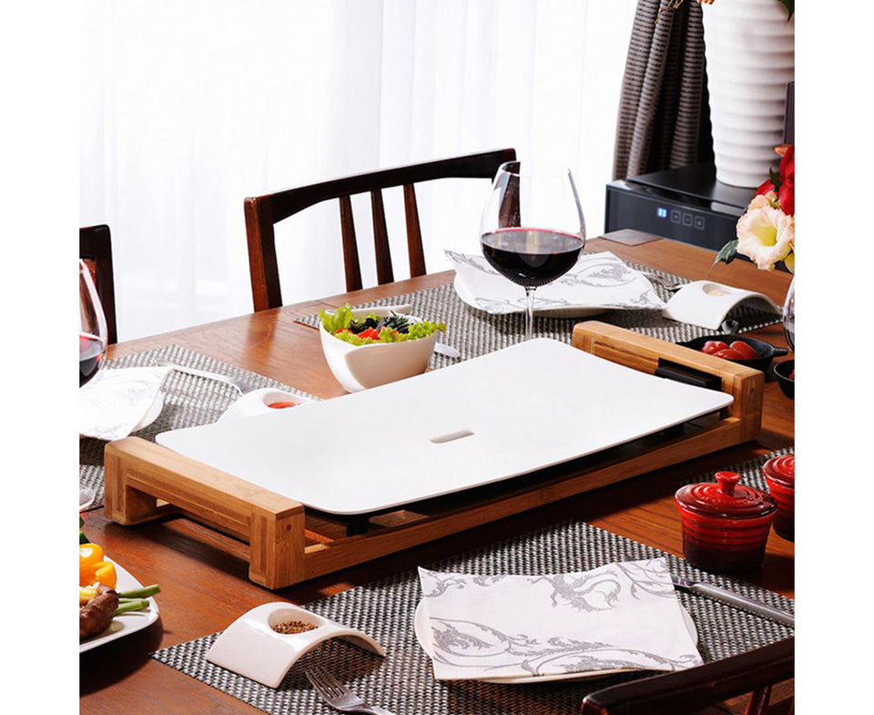 SOGA Electric Ceramic BBQ Grill Non-stick Surface Hot Plate for Indoor & Outdoor White