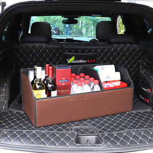 SOGA 4X Leather Car Boot Collapsible Foldable Trunk Cargo Organizer Portable Storage Box Coffee Medium