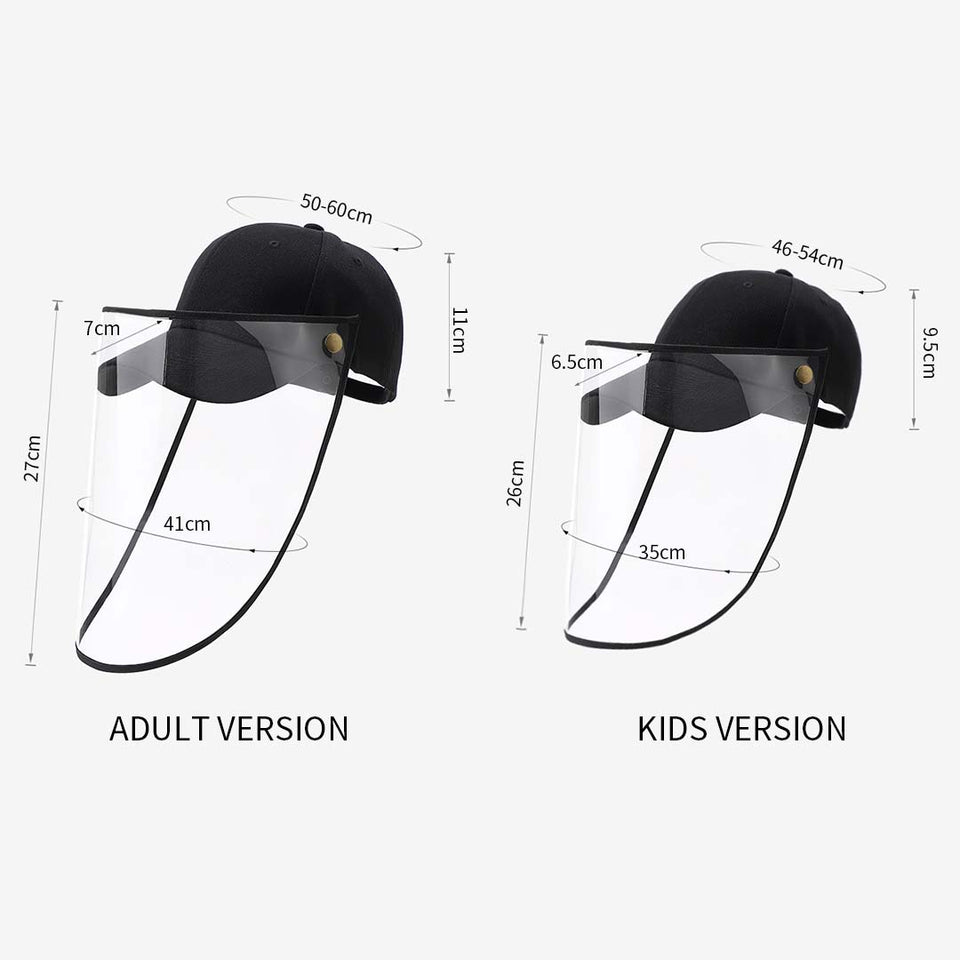 4X Outdoor Protection Hat Anti-Fog Pollution Dust Saliva Protective Cap Full Face Shield Cover Kids Black