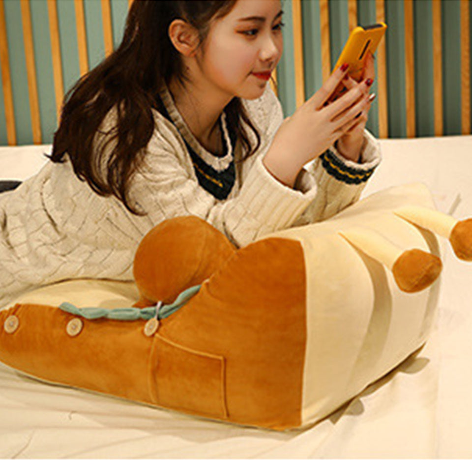 SOGA Cute Face Toast Bread Wedge Cushion Stuffed Plush Cartoon Back Support Pillow Home Decor