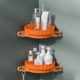 SOGA Orange 360 Degree Wall-Mounted Rotating Bathroom Organiser Corner Vanity Rack Toilet Adhesive Storage Shelf