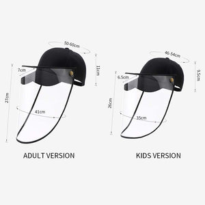2X Outdoor Protection Hat Anti-Fog Pollution Dust Saliva Protective Cap Full Face Shield Cover Adult Black/White