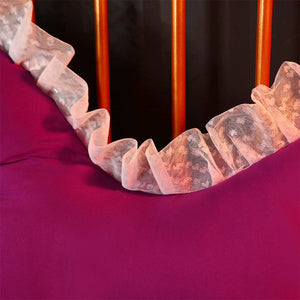 SOGA 2X 150cm Burgundy Princess Bed Pillow Headboard Backrest Bedside Tatami Sofa Cushion with Ruffle Lace Home Decor