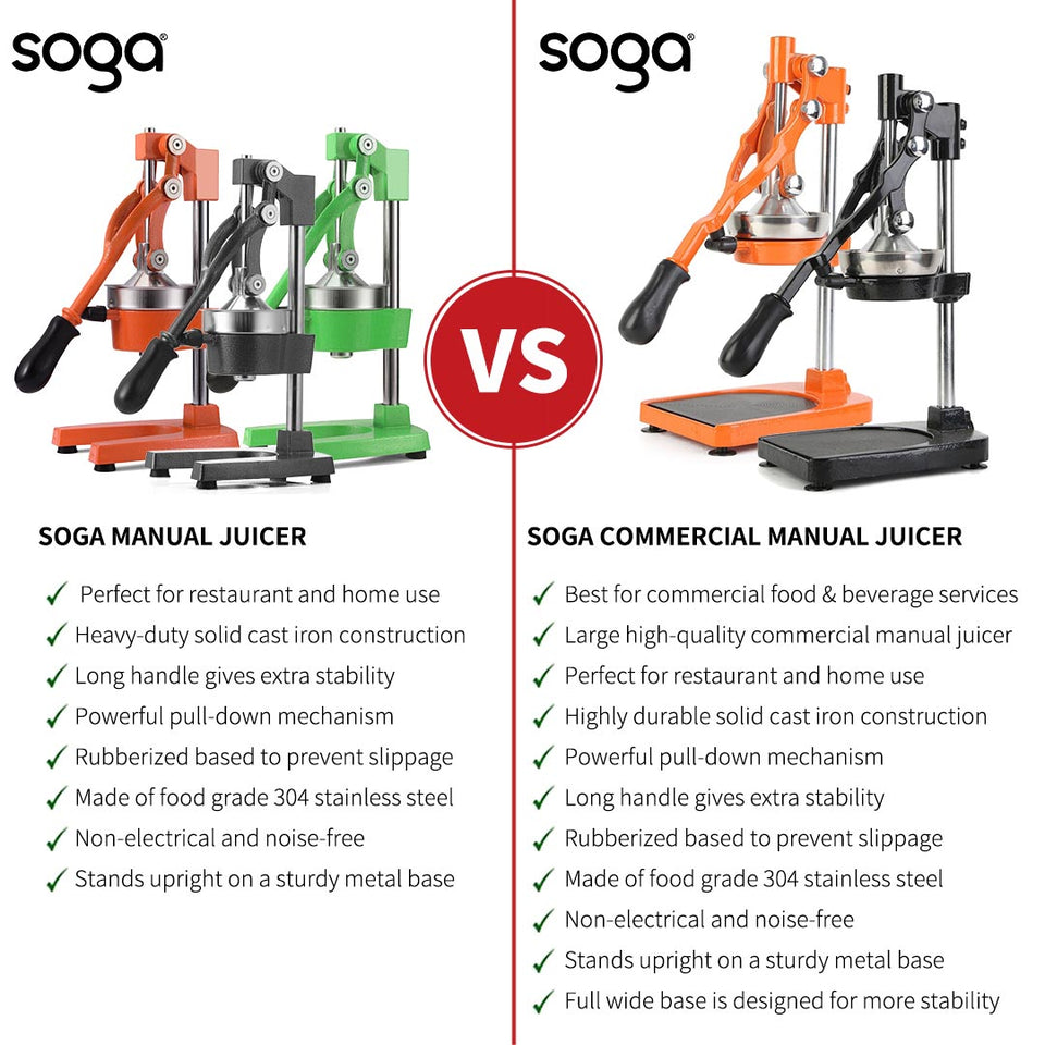 SOGA 2x Commercial Manual Juicer Hand Press Juice Extractor Squeezer Black