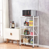 SOGA 2X 4 Tier Steel White Foldable Kitchen Cart Multi-Functional Shelves Storage Organizer with Wheels