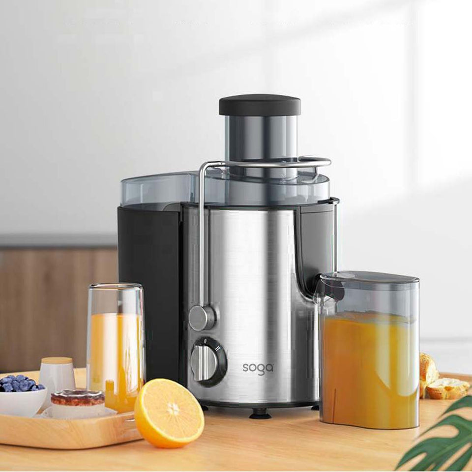 SOGA Juicer 400W Professional Stainless Steel Whole Fruit Vegetable Juice Extractor Diet Chrome