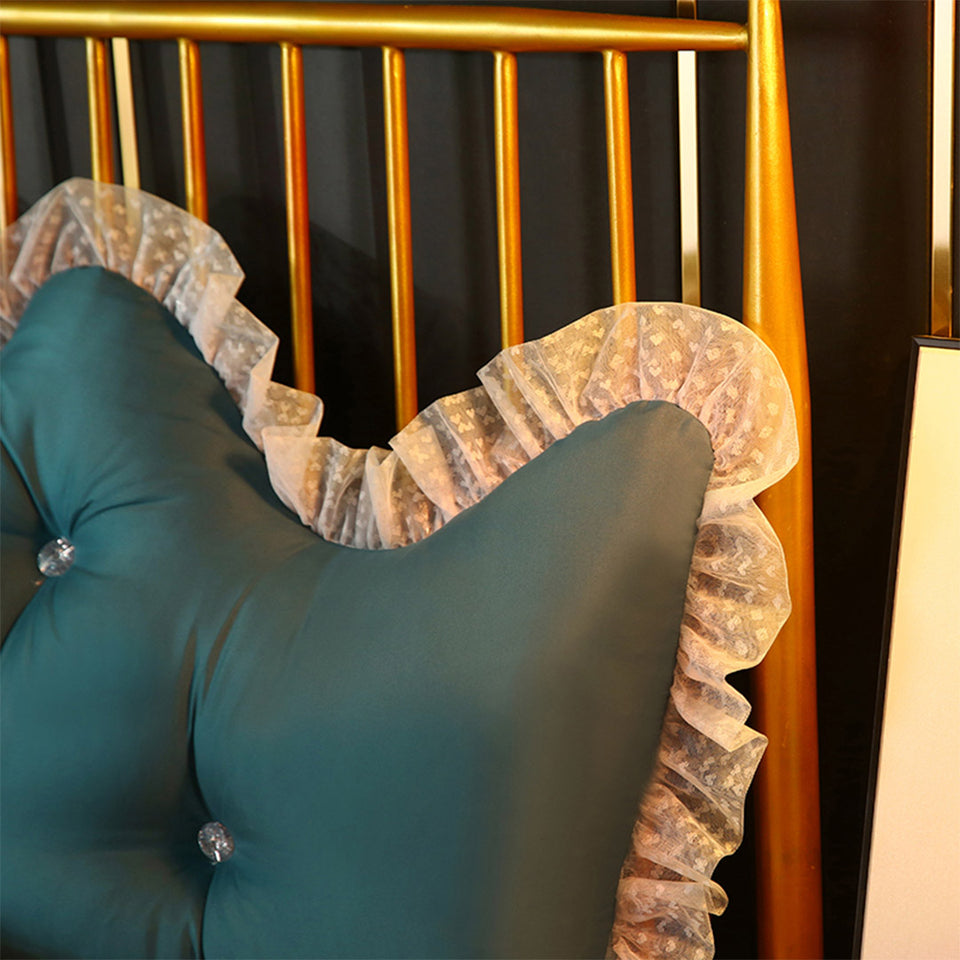 SOGA 180cm Blue-Green Princess Bed Pillow Headboard Backrest Bedside Tatami Sofa Cushion with Ruffle Lace Home Decor