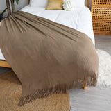 SOGA Coffee Acrylic Knitted Throw Blanket Solid Fringed Warm Cozy Woven Cover Couch Bed Sofa Home Decor