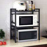 SOGA 3 Tier Steel Black Retractable Kitchen Microwave Oven Stand Multi-Functional Shelves Storage Organizer