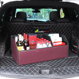 SOGA Leather Car Boot Collapsible Foldable Trunk Cargo Organizer Portable Storage Box Red Large