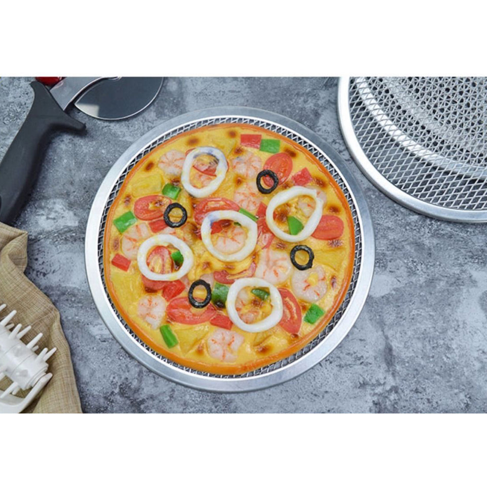 SOGA 2X 14-inch Round Seamless Aluminium Nonstick Commercial Grade Pizza Screen Baking Pan