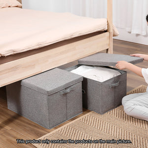 SOGA 2X Grey Super Large Foldable Canvas Storage Box Cube Clothes Basket Organiser Home Decorative Box