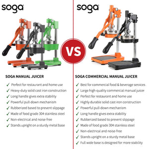 SOGA Commercial Manual Juicer Hand Press Juice Extractor Squeezer Orange Citrus Black
