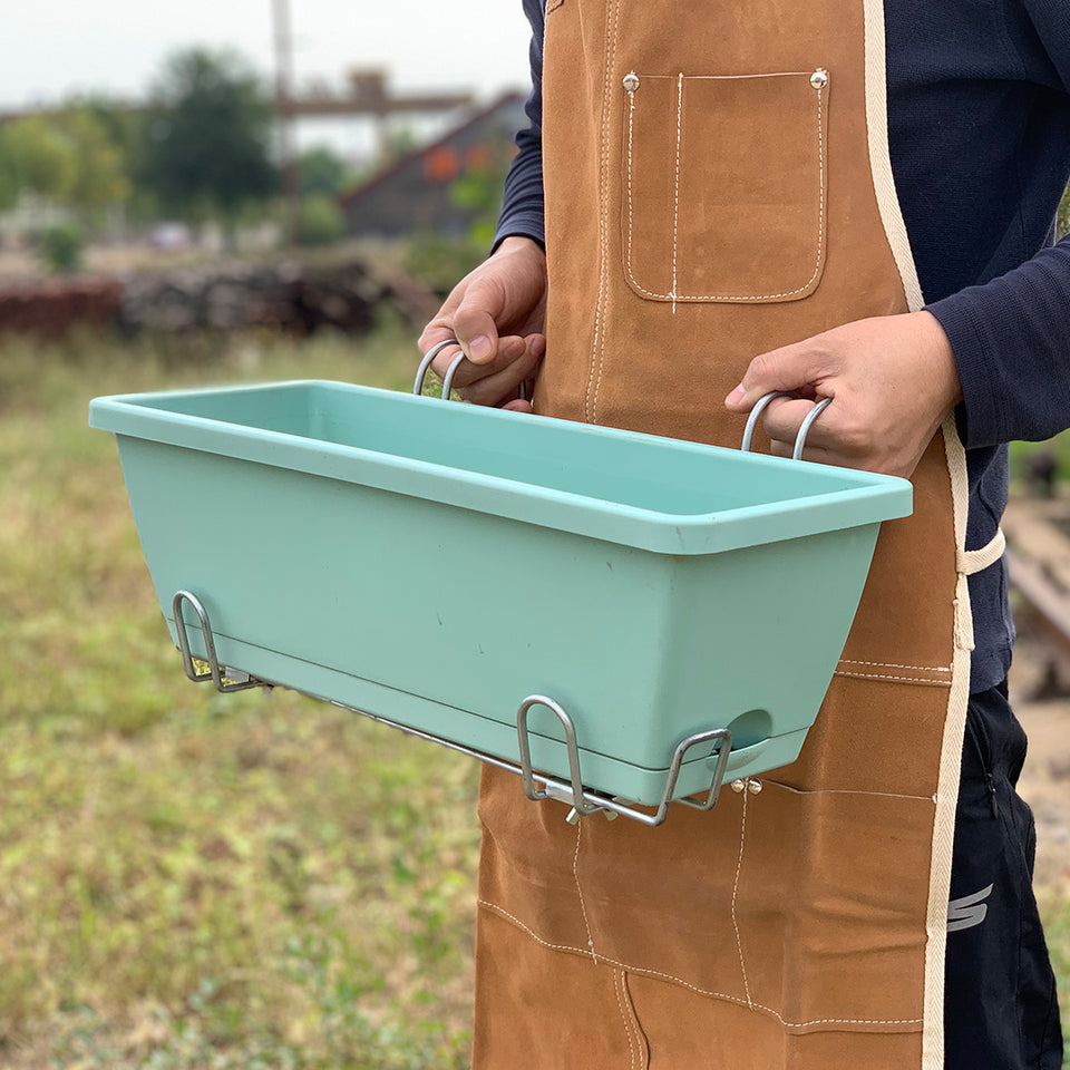 SOGA 49.5cm Green Rectangular Planter Vegetable Herb Flower Outdoor Plastic Box with Holder Balcony Garden Decor Set of 2