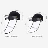2X Outdoor Protection Hat Anti-Fog Pollution Dust Saliva Protective Cap Full Face Shield Cover Kids Black