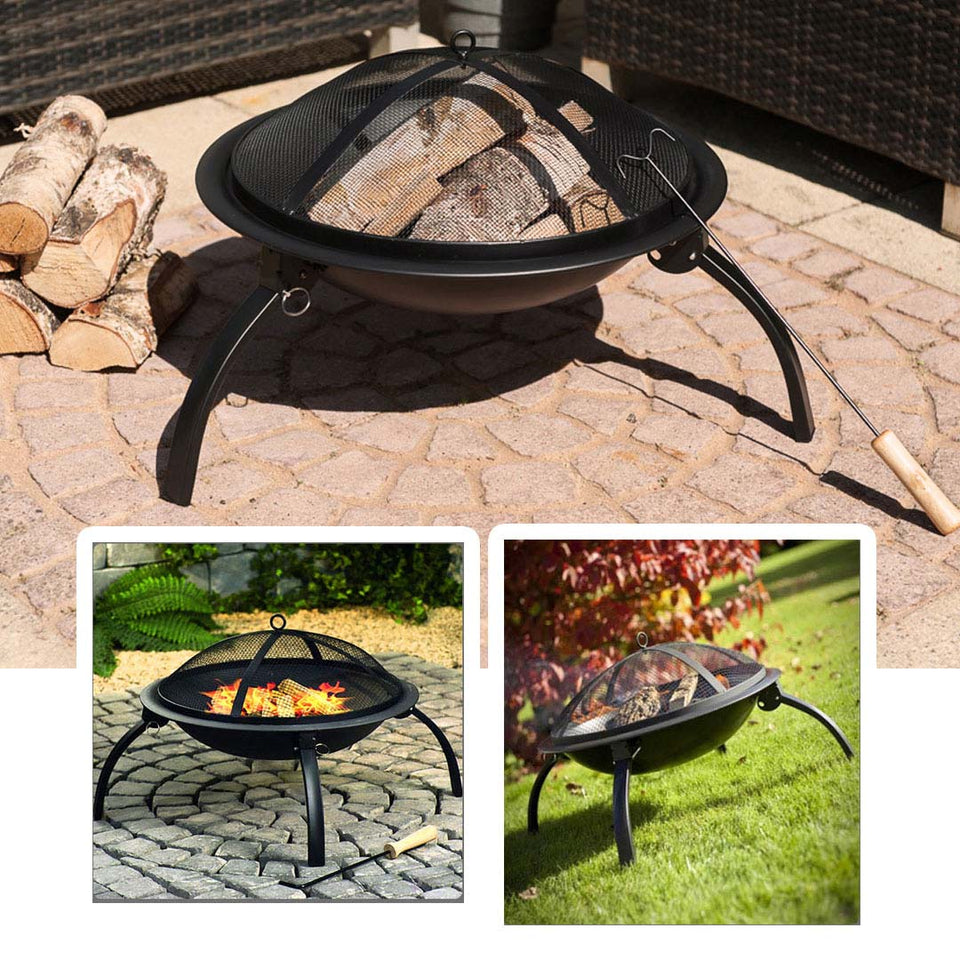 SOGA 2X 2 in 1 Outdoor Portable Fold Fire Pit BBQ Grill Patio Camping Heater Fireplace 56cm