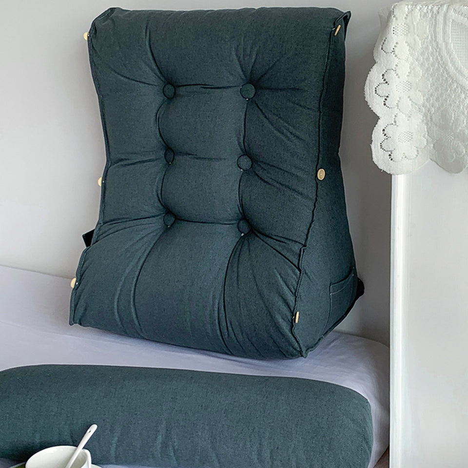 SOGA 60cm Grey Triangular Wedge Lumbar Pillow Headboard Backrest Sofa Bed Cushion Home Decor