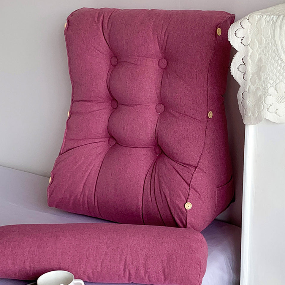 SOGA 2X 45cm Magenta Triangular Wedge Lumbar Pillow Headboard Backrest Sofa Bed Cushion Home Decor