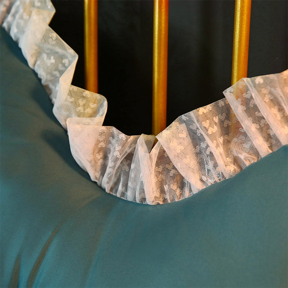 SOGA 4X 120cm Blue-Green Princess Bed Pillow Headboard Backrest Bedside Tatami Sofa Cushion with Ruffle Lace Home Decor