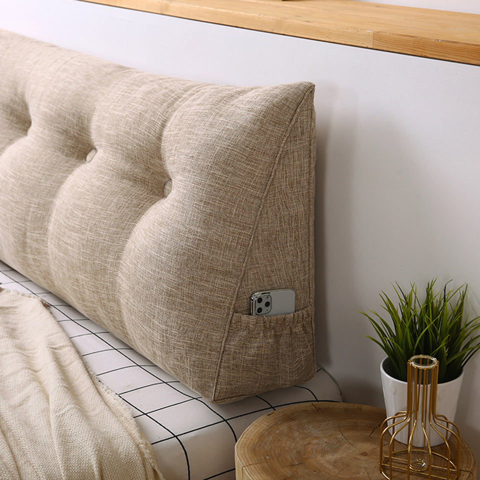 SOGA 2X 120cm Beige Triangular Wedge Bed Pillow Headboard Backrest Bedside Tatami Cushion Home Decor