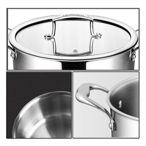 SOGA 28cm Stainless Steel Soup Pot Stock Cooking Stockpot Heavy Duty Thick Bottom with Glass Lid