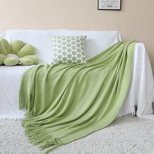 SOGA Green Acrylic Knitted Throw Blanket Solid Fringed Warm Cozy Woven Cover Couch Bed Sofa Home Decor