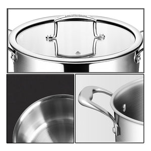 SOGA 24cm Stainless Steel Soup Pot Stock Cooking Stockpot Heavy Duty Thick Bottom with Glass Lid