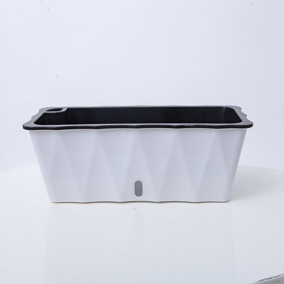 SOGA 2-Pack Large White Rectangular Plastic Flowerpot for Outdoor Garden