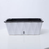 SOGA 2-Pack Large White Rectangular Plastic Flowerpot for Outdoor Garden