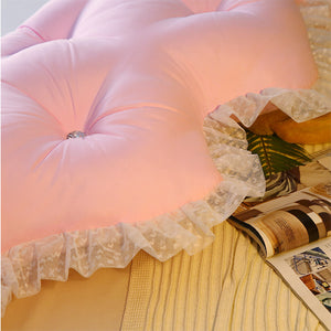 SOGA 120cm Pink Princess Bed Pillow Headboard Backrest Bedside Tatami Sofa Cushion with Ruffle Lace Home Decor